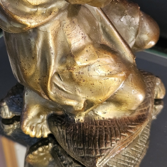 Italian Gilt Bronze Cherub, 1860's Antique Sculpture Very Heavy - Picture 11 of 16